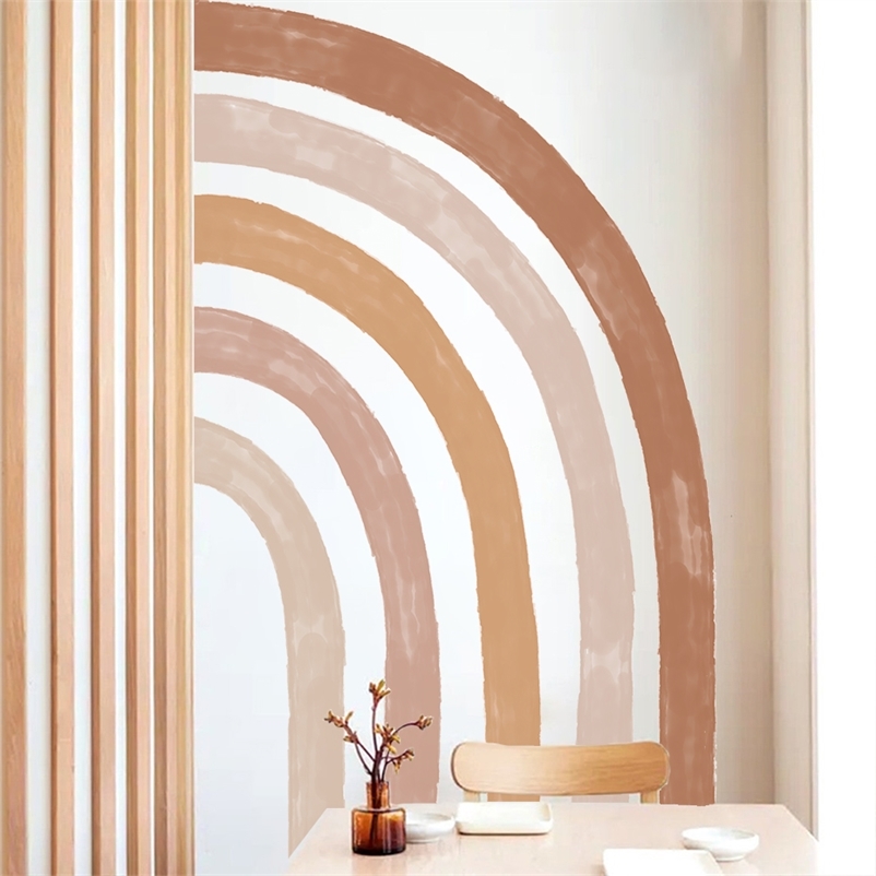 

Bohemian Large Half Rainbow Watercolor Wall Sticker Vinyl DIY Arch Wall Decal Mural Living Room Bedroom Interior Home Decoration 220613