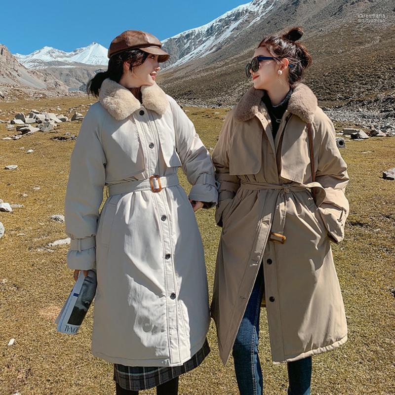 

Women's Down & Parkas Padded Jacket Women 2022 Winter Mid-length Coat Lamb Wool Plus Velvet Parker Kare22, Black