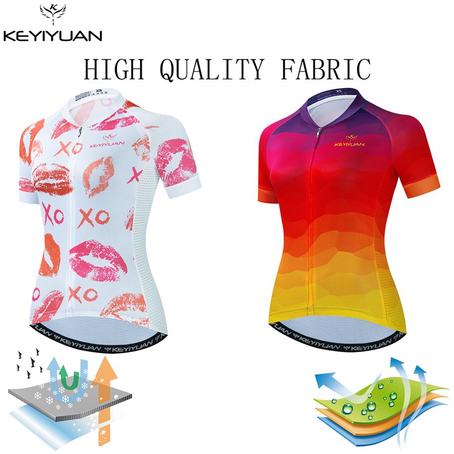 

KEYIYUAN Retro Cycling Jersey Women's 2022 Road MTB Shirt Bicycle Clothing Summer Short Sleeve Bike Sports Tops Breathable247r, 04