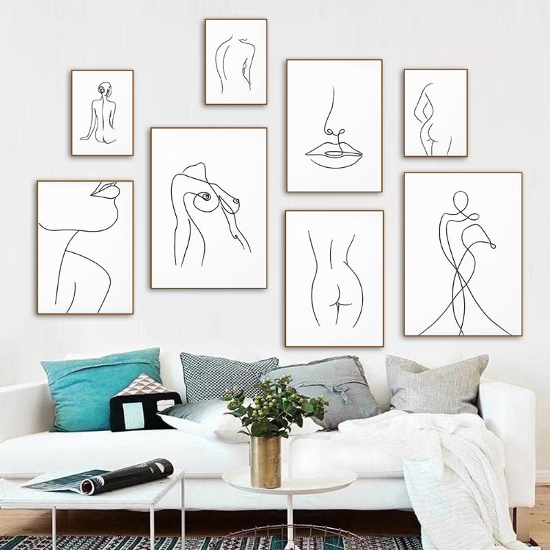 Paintings Minimalist Figures Line Art Sexy Woman Body Buttocks Nordic Wall Canvas Drawing Poster Print Decoration For Livingroom-image-762421279