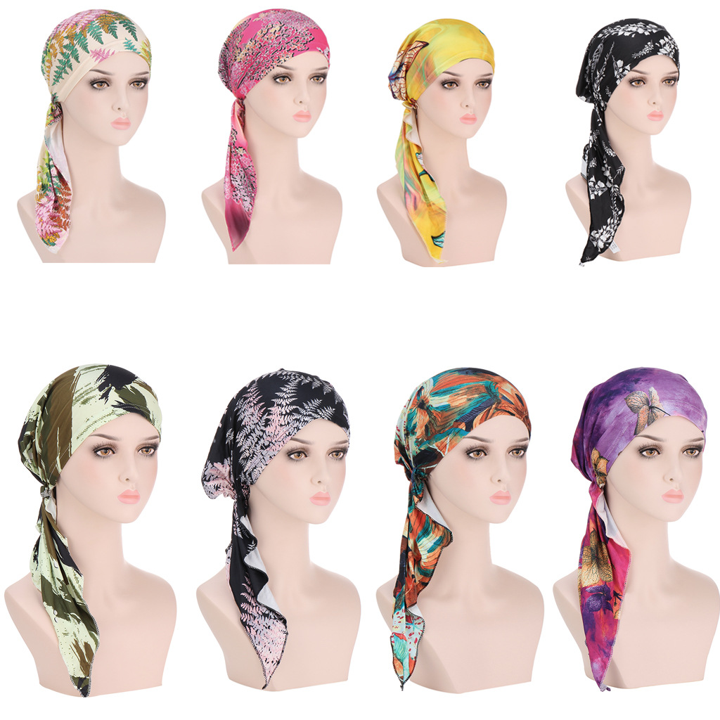 

Muslim Durags Bandana Milk Silk Pirate Hats Wigs Tie-dyed Printed Long Tail Turban Cap Outdoor Cycling Hat Men Women Skull Caps Headwear Headband Hair Accessories B5