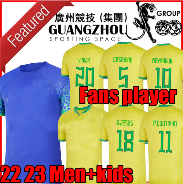 

22 23 NEYMAR JR COUTINHO VINICIUS Soccer Jersey BrAZiLs National Team home away third 2022 2023 Camisa Brasil Kids Kit Football Shirt Women Training SILVA F player, 22 23 home player version 1