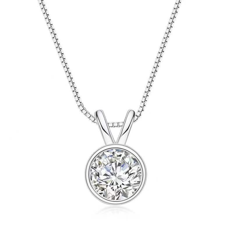 

Pendant Necklaces Trendy 1-2ct D Color VVS1 Round Moissanite Bubble Necklace Women Jewlery 925 Sterling Silver Plated 18K Gold Pass Diamond