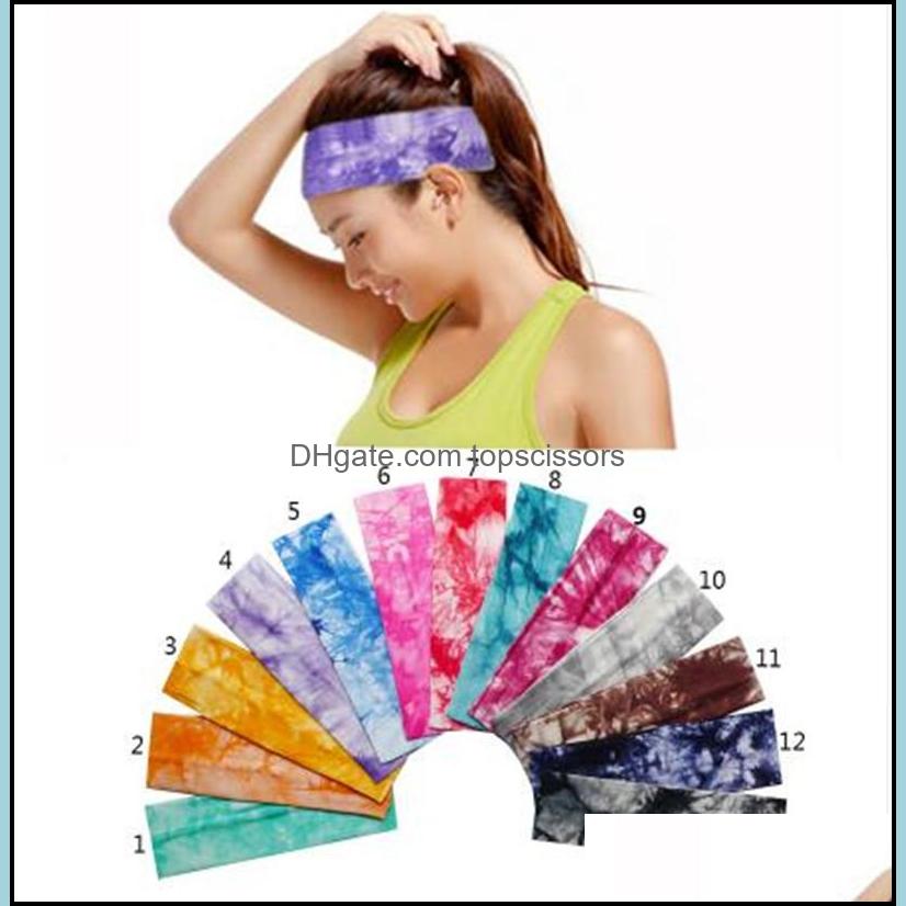 

Headband Hair Accessories Tools Products Unisex Tie Dye Elastic Headbands Sports Yoga Band Cotton Turban Headwrap 13 Colors Drop Delivery