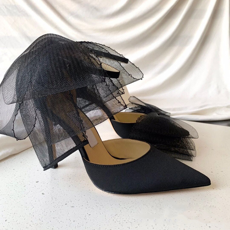 

Pink Lace Butterfly knot Sandals Women New Summer Party Shoes Pointed Bow Stiletto Peep Toe Pumps Designer Shoes Women, Black