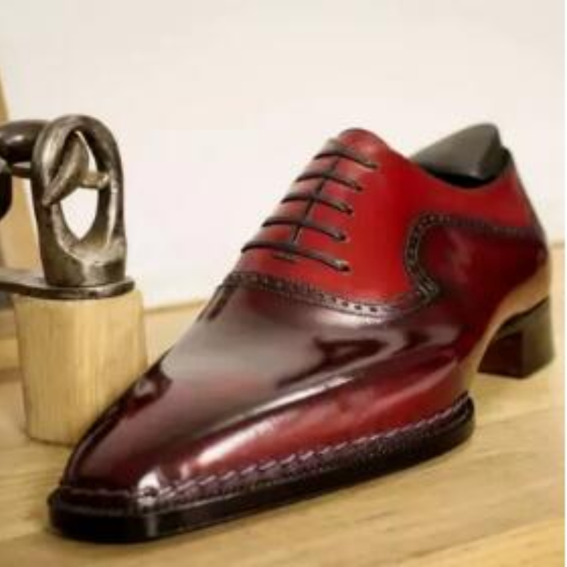 

Oxford Shoes Men PU Low Heel Stitching Color Matching Lace Up Fashionable and Comfortable Classic Business Dress Banquet Shoes CP202, Clear