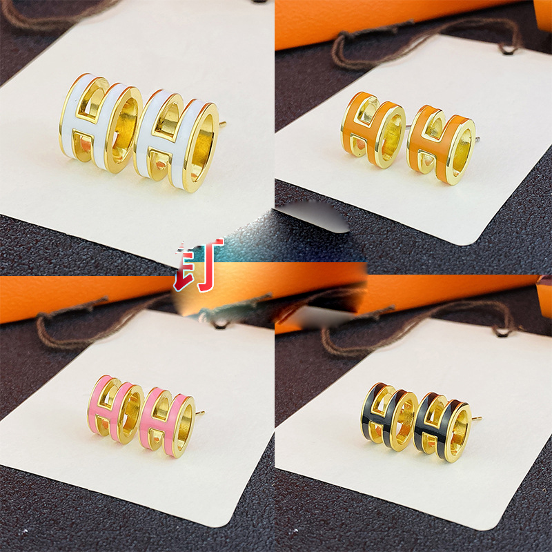 

Fashion Designer Mini POP Letter Stud Eearrings For Woman enamel Earring With Original bag