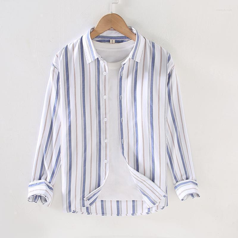 

Men's Casual Shirts Designer Long-sleeved Stripe Cotton Shirt Men Brand Fashion Comfortable For Camisa Masculina Chemise Eldd22, Green