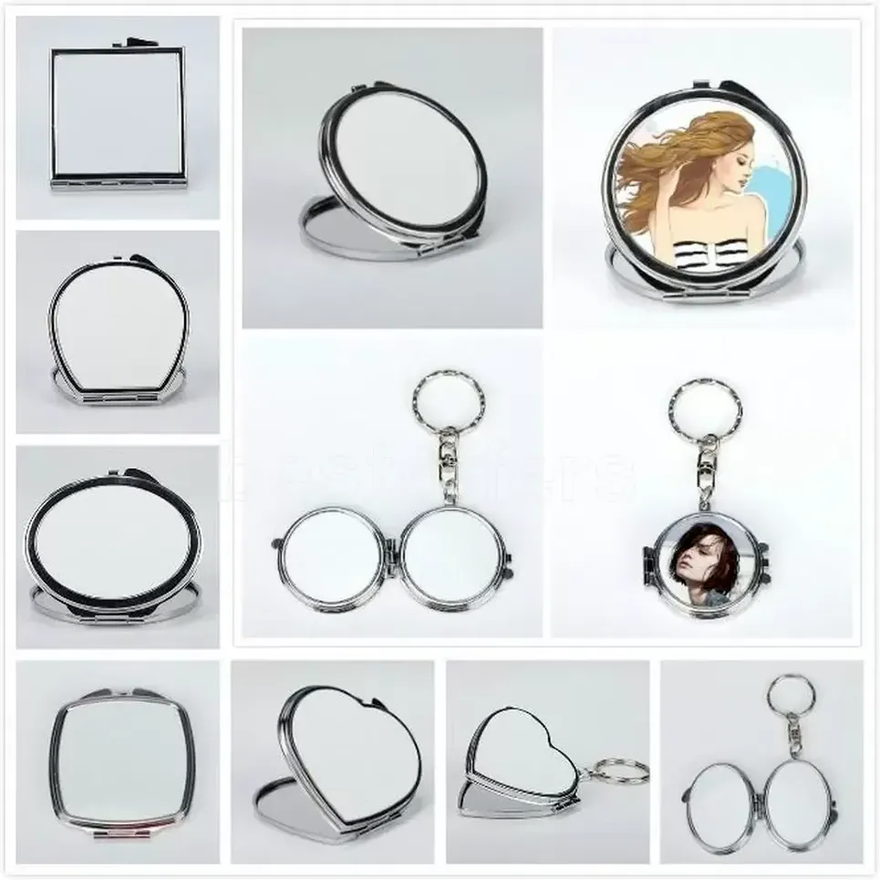 

Blank sublimation mirror heat transfer printing makeup mirrors dye sublimation cosmetic mirror for new year birthday gifts sxmy28