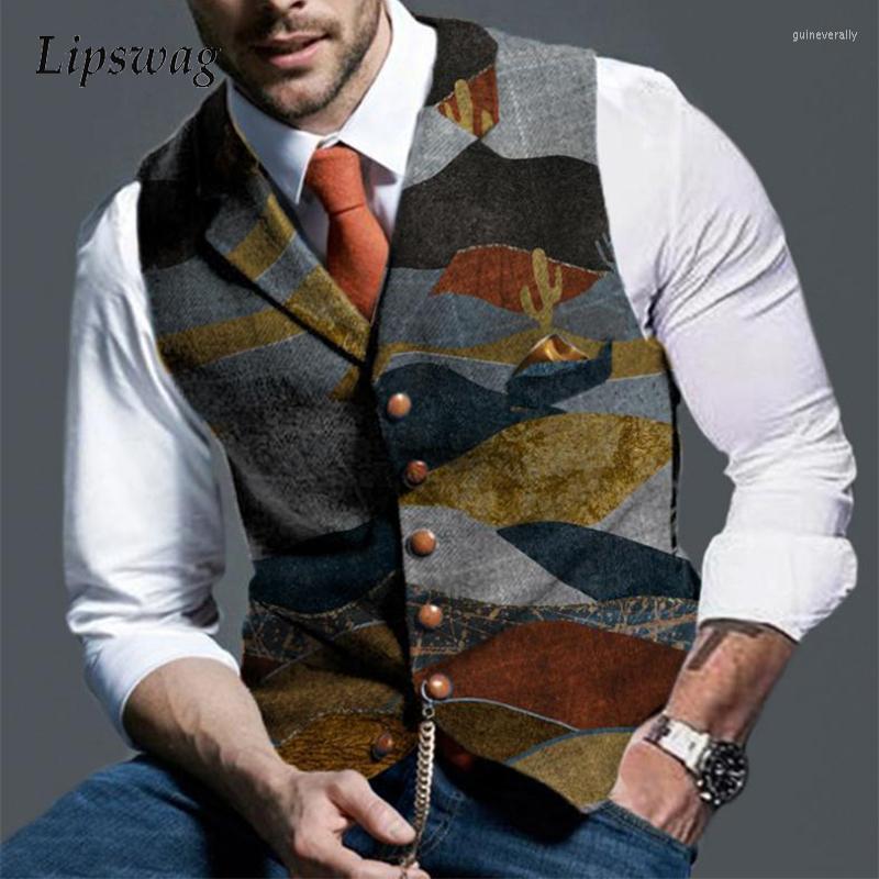 

Men' Vests Winter Fashion Slim Fit Sleeveless Cardigan Tops Men Vintage Pattern Printed Mens Vest Blazers Autumn Casual All-match Outerwear, 01 print