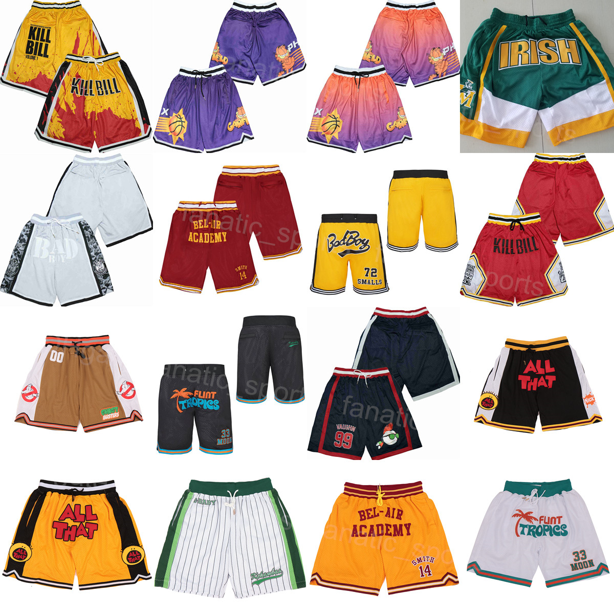 

Movie Team Basketball Short Sport Wear Sweatpants Pocket Zipper Drawstring Elastic Waist Pant BEL-AIR ACADEMY WILL SMITH BAD BOY FLINT TROPICS JACKIE MOON KILL BILL, Black