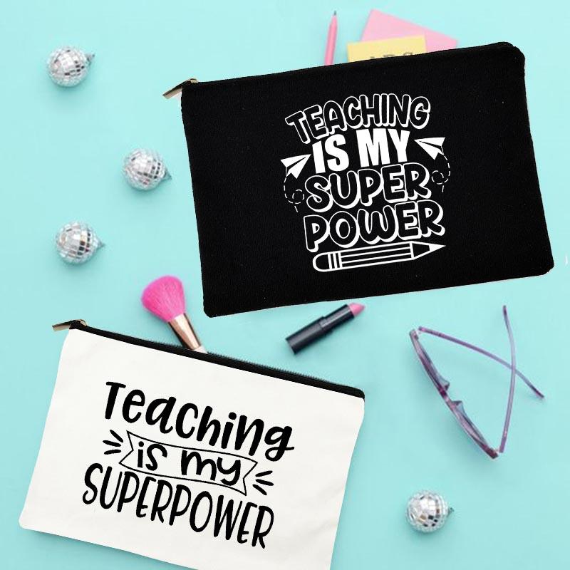 

Cosmetic Bags & Cases Teaching Is My Super Power Printed Women Makeup Travel Case Toiletries Organizer Pouch Storage Wash Kit Pencil Bag, W04692-tbbk-d