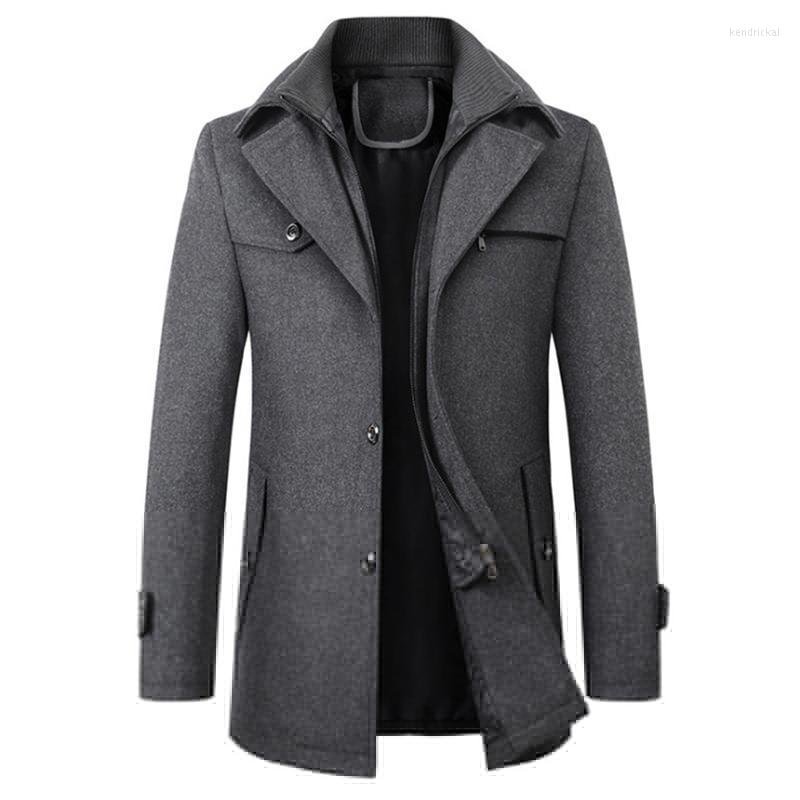 

Men's Wool & Blends Winter Men Coats Slim Fit Thick Woolen Overcoat Casual Warm Windbreaker Jacket Male Brand Clothing Kend22, Black
