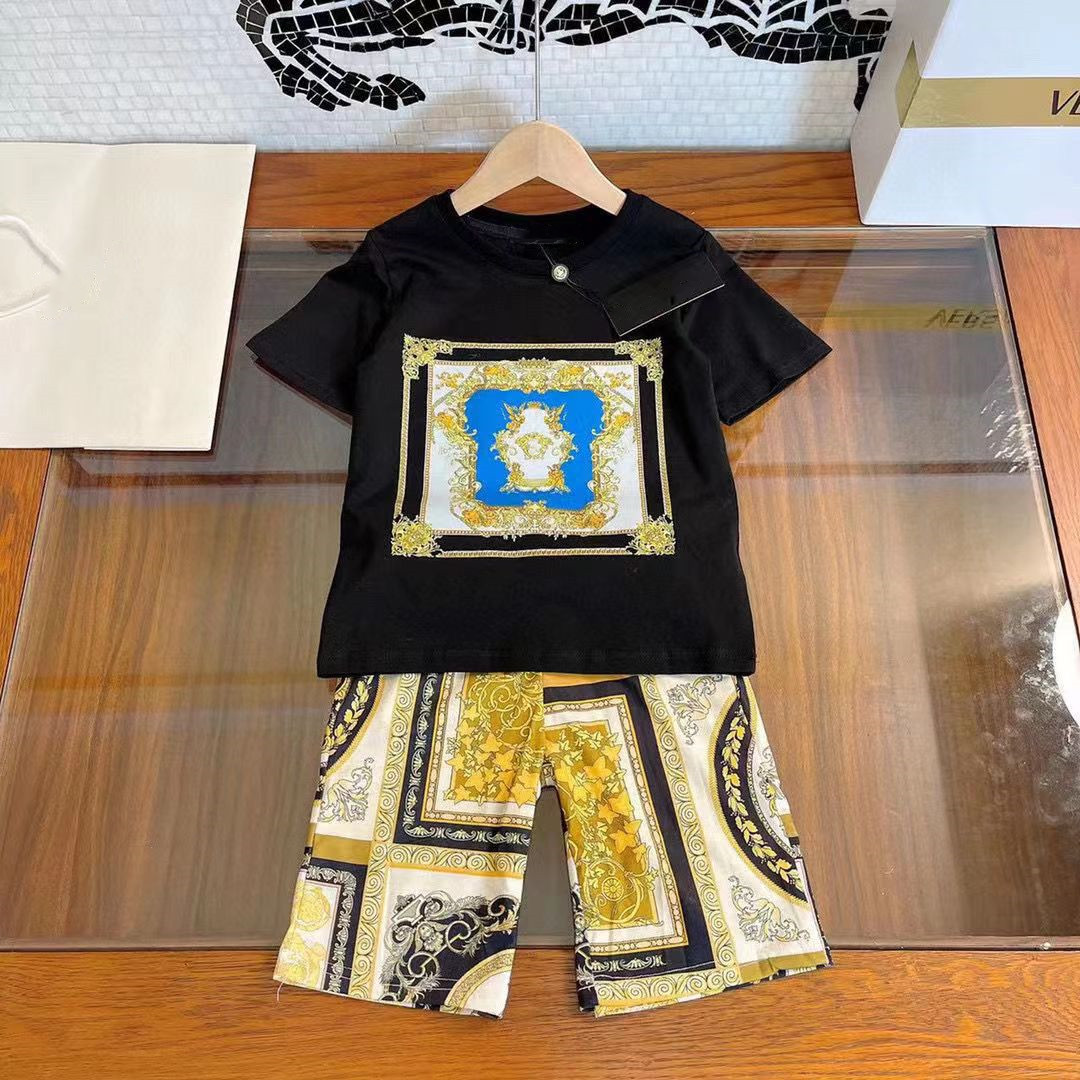 

new kids child designer clothe sets Character head portrait childrens kids short sleeve T-shirt print shorts set suit brand boys clothing cotton tees, Shipping pay