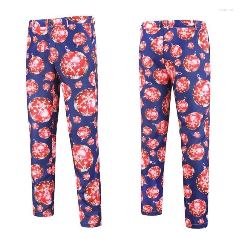 

Men's Pants Black Men Slim Fit Men's Christmas Suit Fashion Printed Casual Trousers PantsMen's Naom22, Red