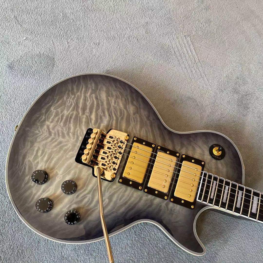 Custom shop Flame top Electric Guitar.High quality 3 pickups Ebony fingerboard Mahogany body Gold color hardware