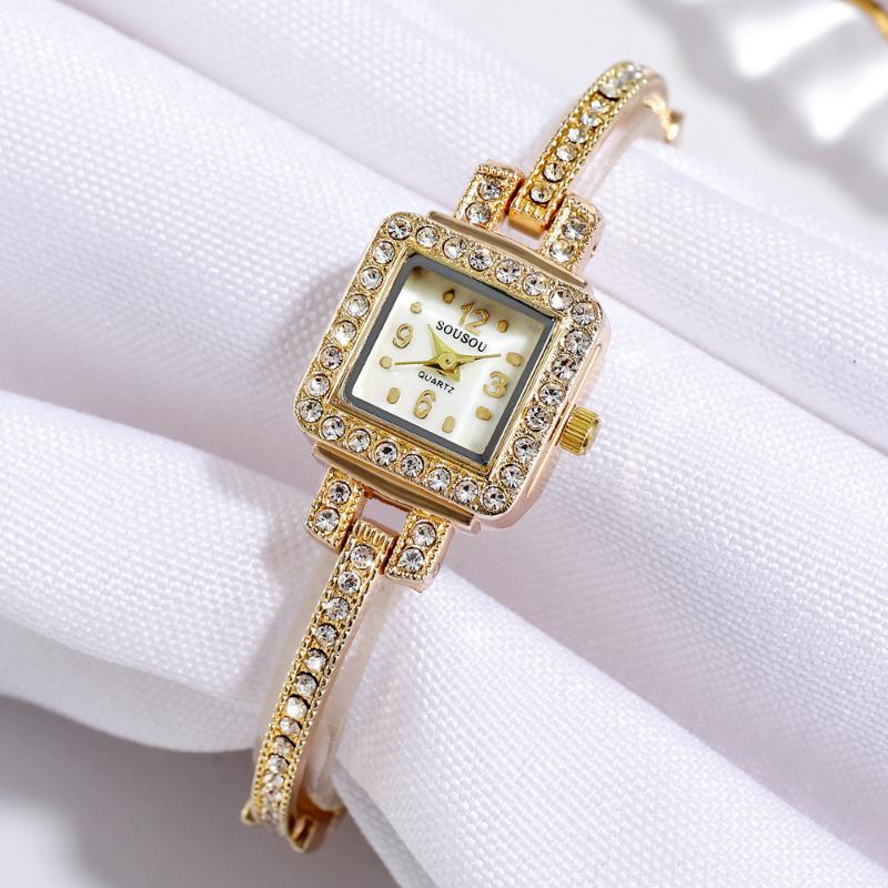 

Wristwatches Ladies Watch Casual Fashion Quartz Full Rhinestone Gold/Silver Analog Wrist Clock Zegarek DamskiWristwatches, 02
