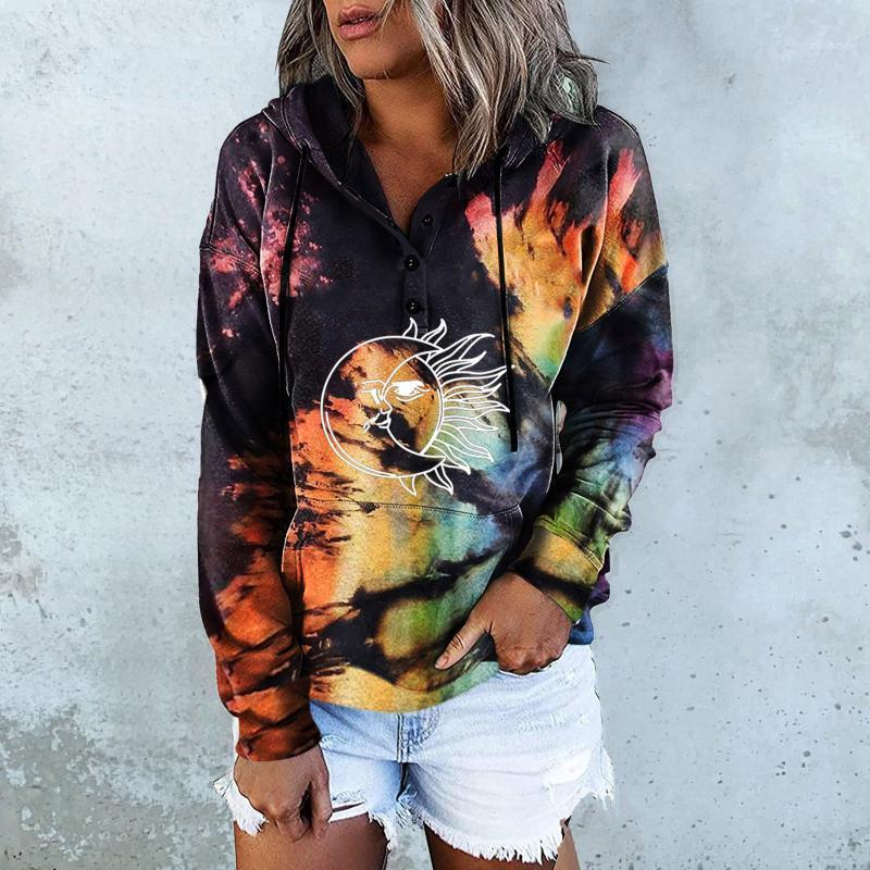

Women' Hoodies & Sweatshirts Oversized Mixed Color Autumn Hooded Female 2022 Cotton Tie-dye Print Lady Fashion Tops