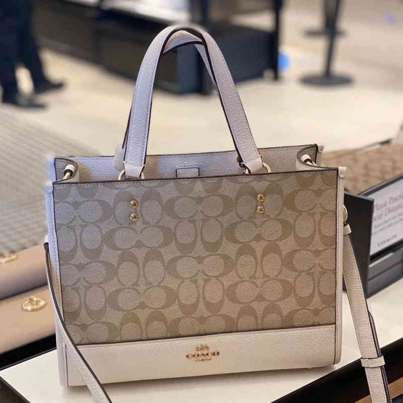 

Cochbags womens dempsey22 Tote Bag classic printed single shoulder portable messenger EHZH, Khaki white