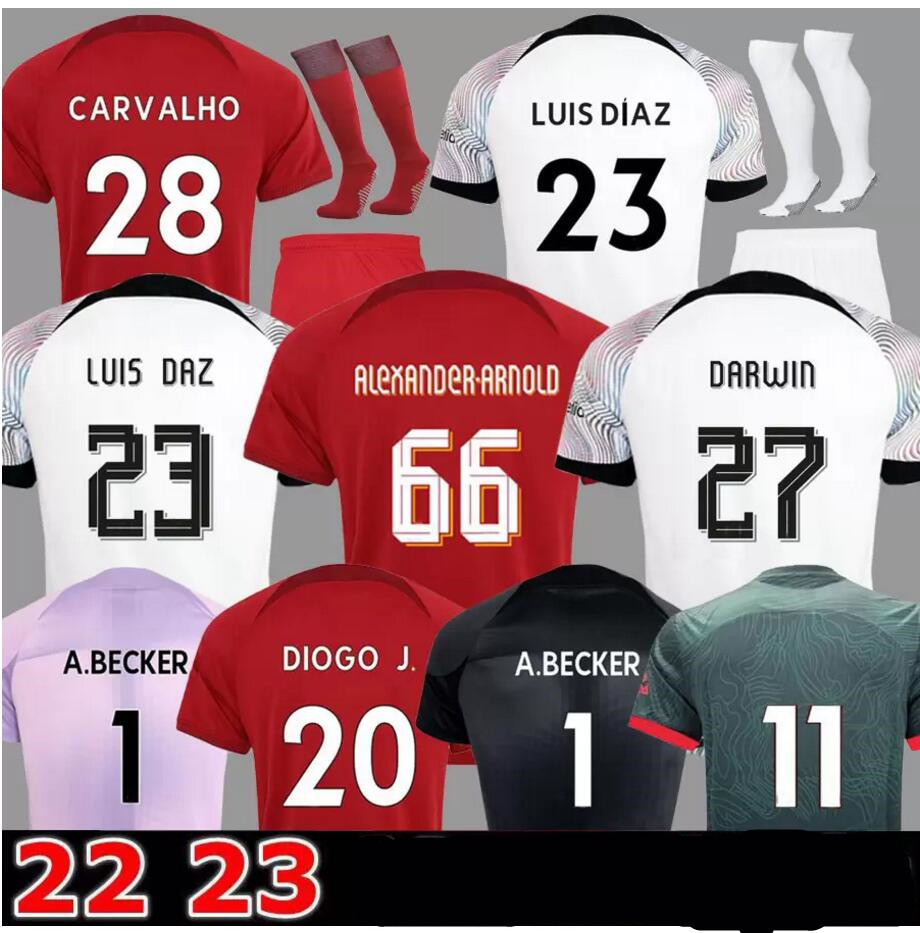 

22 23 season home soccer jerseys 2022 2023 Mohamed FIRMINO Diogo A.BECKER Luis DIaz football shirts men kits uniforms Minamino Alexander Arnold HOME DARWIN 27, Black