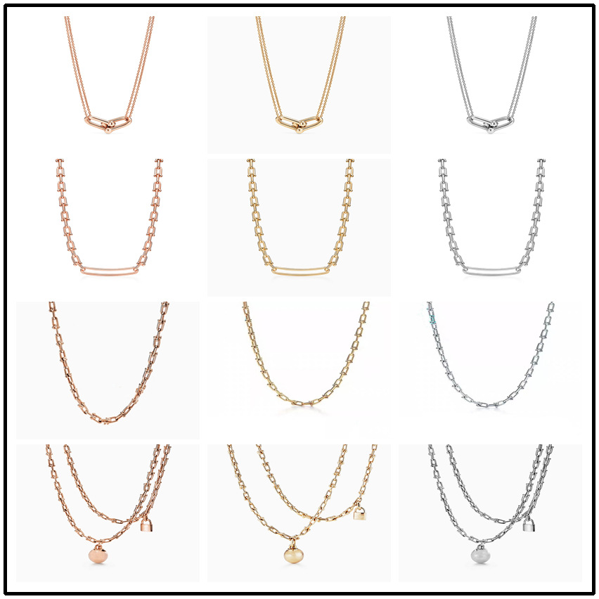 

Pendant 925 silver Necklaces U shaped necklace tiff HardWear series rose the same styleany Co. original packaging highquality designer