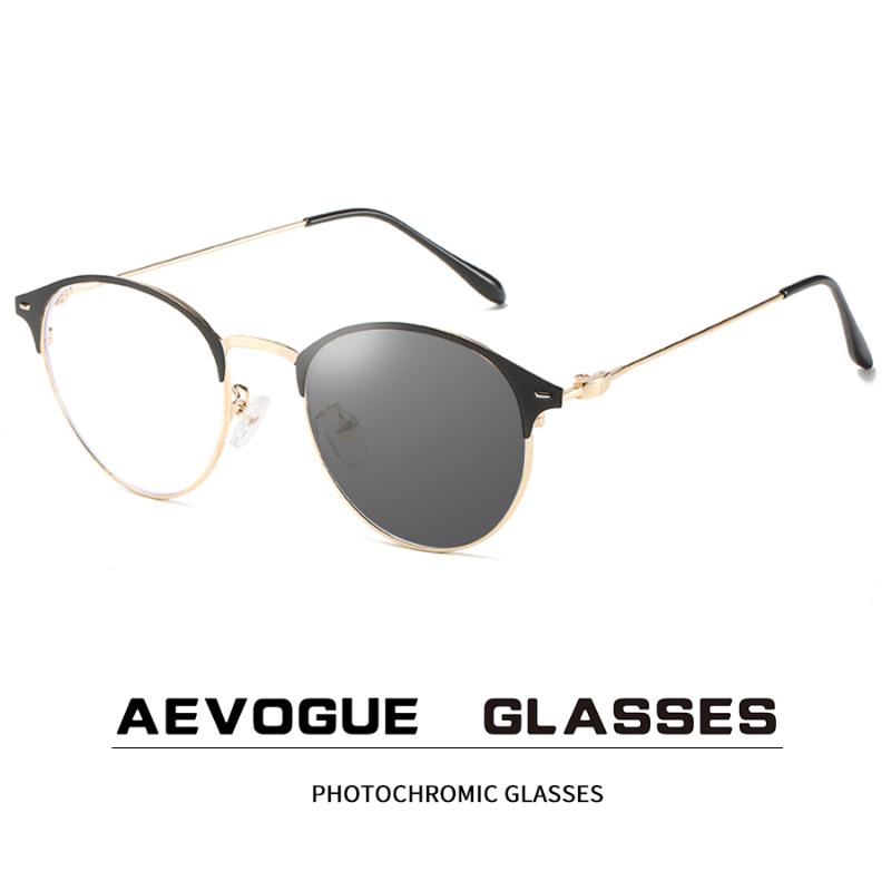 

Sunglasses AEVOGUE Eyeglasses Frame Fashion Eyewear Accessories Women Pochromic Anti Blue Light Glasses Round For Men AE1136