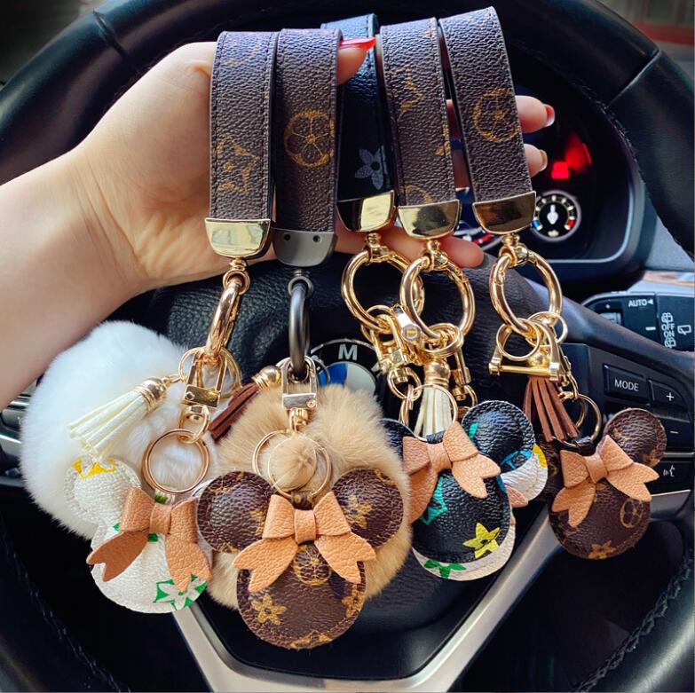 

Designer Mouse Design Car Keychain Party Favor Flower Bag Pendant Charm Jewelry Keyring Holder for Men Gift Fashion PU Leather Animal Key Chain Accessories