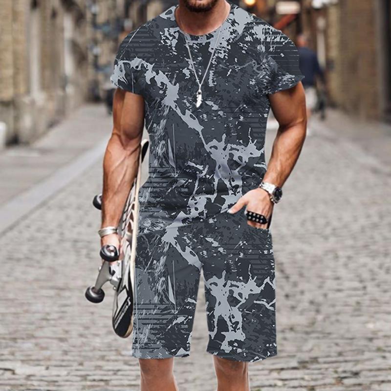 

Men's Tracksuits Street Men's Tracksuit Funny Summer Tops Outfit Harajuku Casual Beach Hip-hop O Neck Short Sleeve 2-piece Set 3D Printe, At5349jiaadk2643