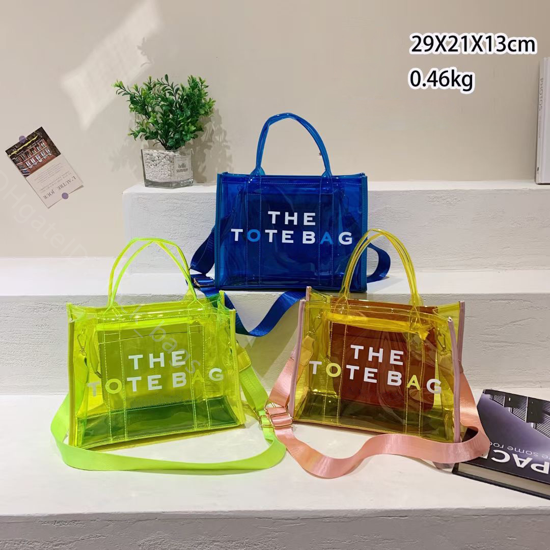 

PVC Marc The Tote Bag Plain great quality shopping Transparent fashion women shoulder crossbody open cool lady Green Summer handbags famous designer wallets purse, Color q