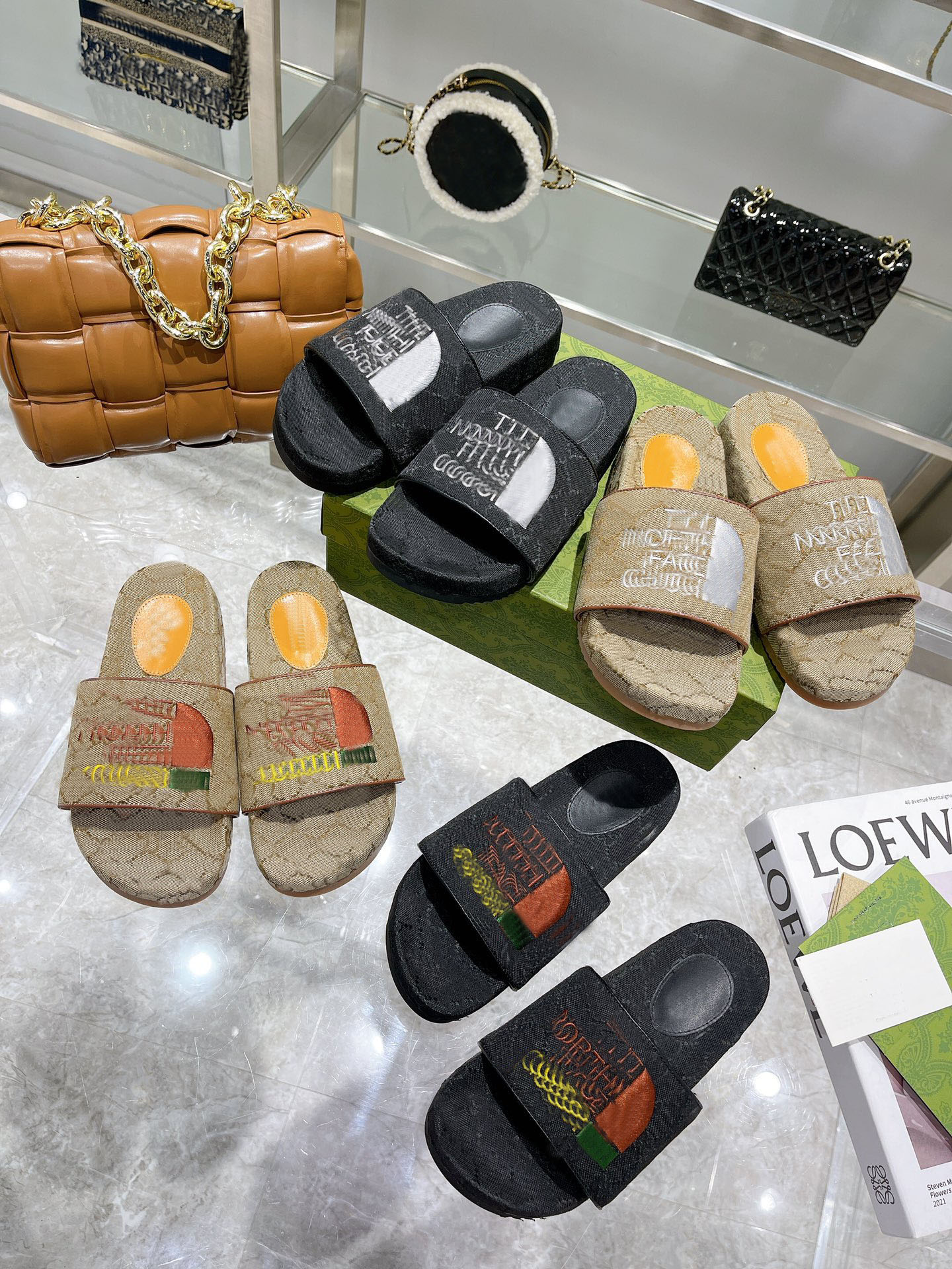 Women men platform slide sandal luxury Designer slippers Canvas Platform Sandals Real Leather Beige brick Red Colors Beach Slides Slipper