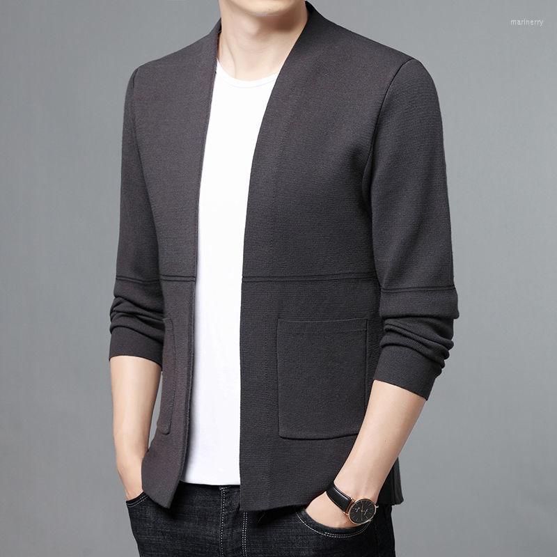 

Men's Sweaters Spring And Autumn Sweater Cardigan Men's Solid Color Style Slim Knitted Fashion Jacket Coat Korea Clothing L29Men's Mari2, Black