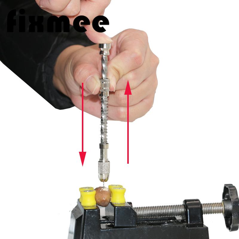 

Professional Hand Tool Sets Semi-Automatic Mini Manual Drill Aluminum Spiral Push Chuck Twsit Micro Bit 0.3-2mm Wood Model ManualProfessiona