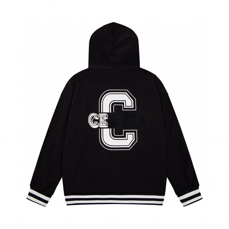 

CE hoodie men's autumn and winter alphabet print baseball jacket couple zipper sweater, Black