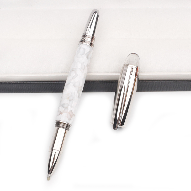 

PURE PEARL White star crystal head Fountain/Rollerball/Ballpoint pen quality Luxury acrylic barrel Classic Stationery with Serial Number+Gift Refills & Plush Pouch