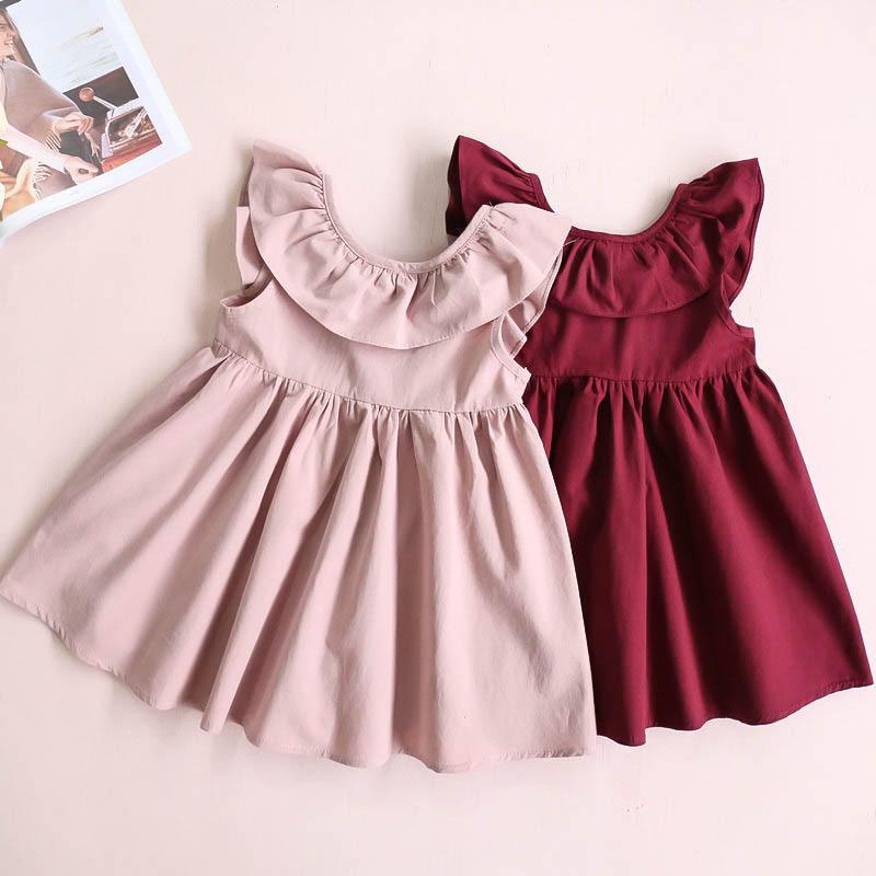 

Girl's Dresses Summer Girls Simple Ruffled Bandage Bow DressGirl's, Pink
