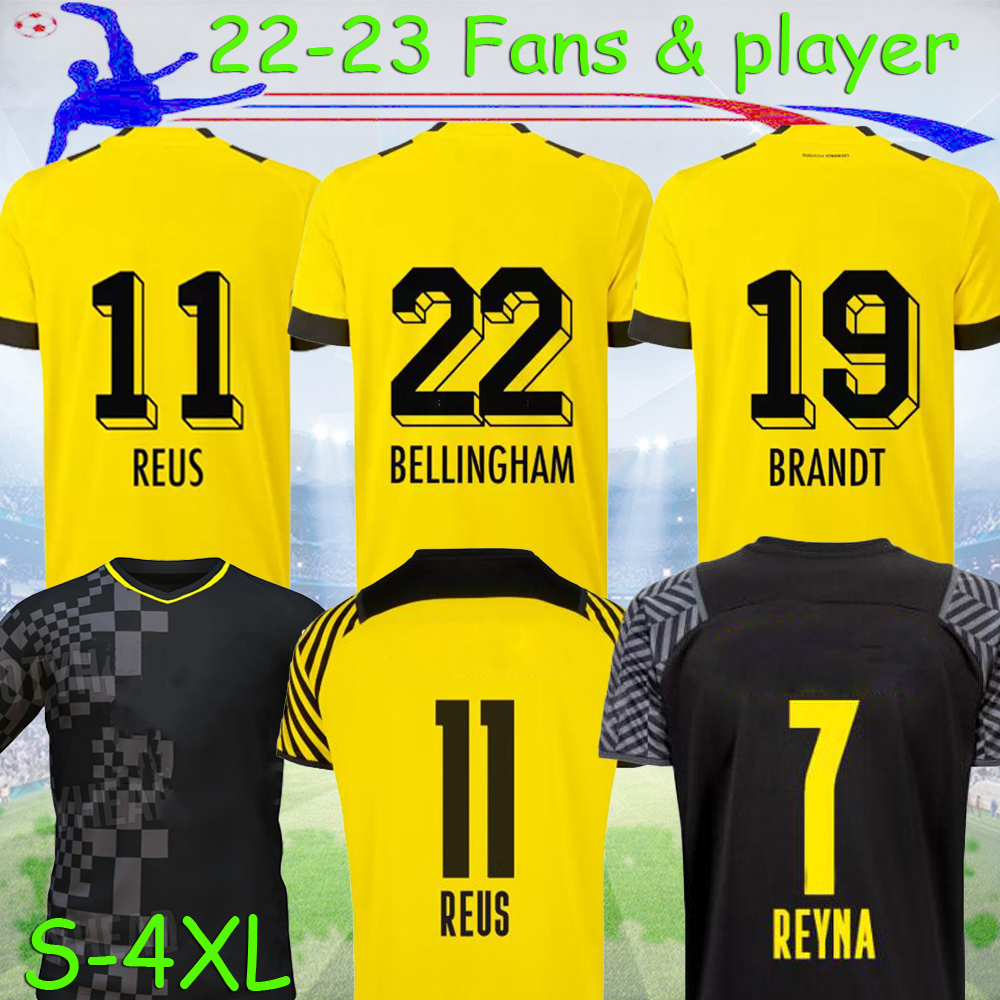 

22 23 BELLINGHAM soccer jerseys Fans Version HAALAND REUS 2022 Dortmund home away men player version REYNA BRANDT BALR football shirt S-4XL, 21/22 home fans