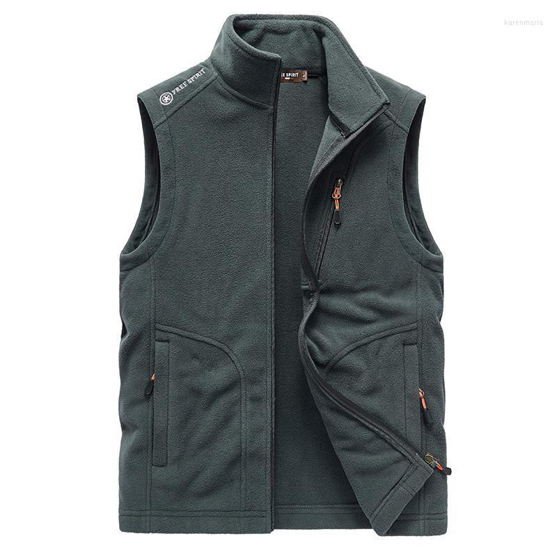 

Men's Vests Men Warm Fleece Vest Jacket Spring Autumn Tactical Sleeveless Waistcoat Fashion Casual Kare22, Navy blue