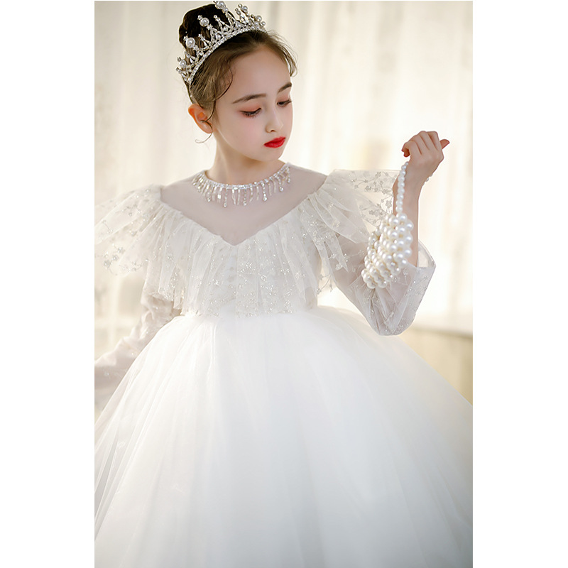 2023 Cute Flower Girl Dresses For Wedding Jewel Neck Full Lace Appliques Tiered Skirts white Girls Pageant Dress A Line Kids Birthday Gowns-image-783577825