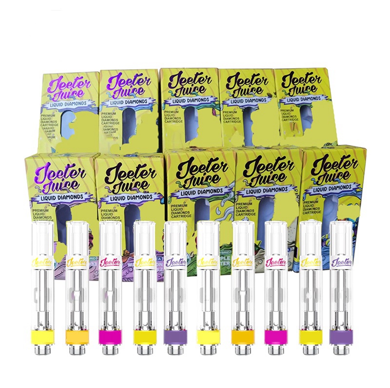 

Jeeter Juice Ceramic Coil Cartridge Glass Atomizer Vape Carts 0.8ml /1ml Empty 510 Thread Thick Oil with Packaging Vaporizer 10 Colors Packing 500pcs