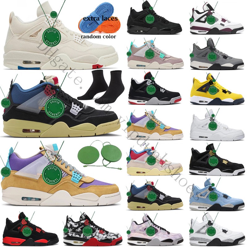 

off Noir Sail Military Black Cat 4 4s Basketball Shoes Mens Women White x Cement Oreo University Blue Thunder Fire Red Blank Bred Purple Metallic Sports Sneakers, Box