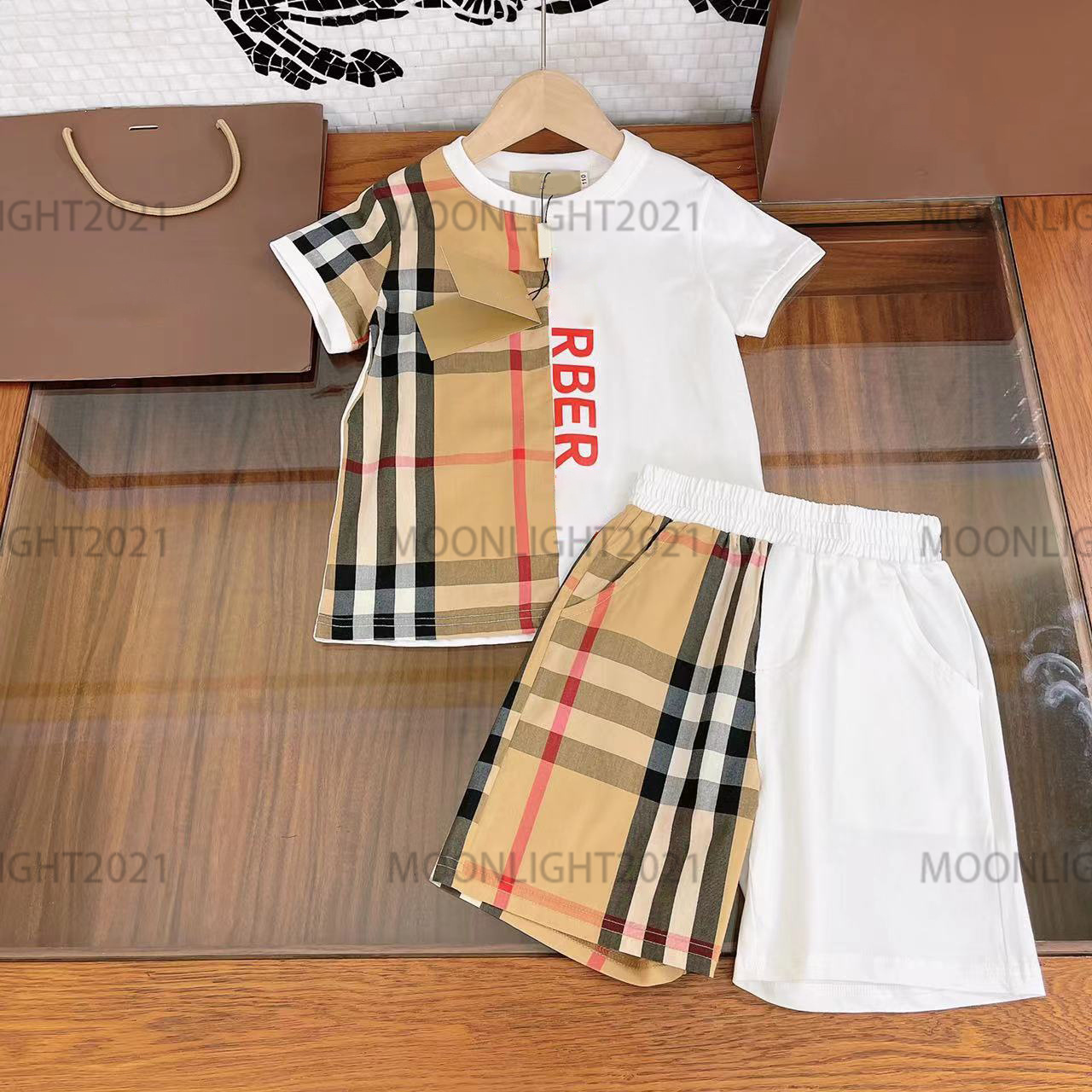 

boys tracksuits polo children t-shirt shirt high-end shirts+shorts set designer t-shirts summer kids clothing sets fashion classic printing brand beach suit, 03