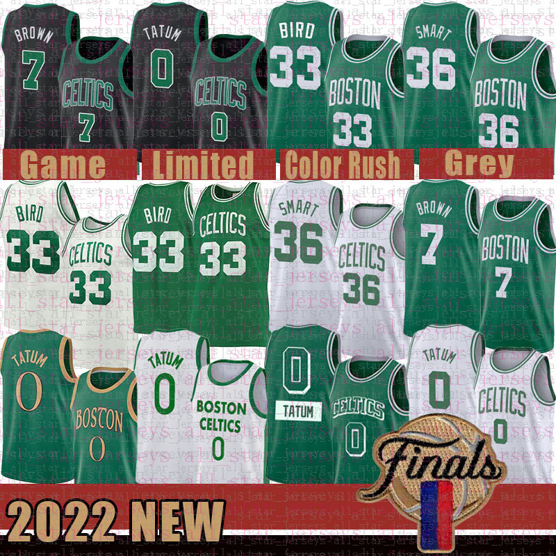 

Bostons Celtices Basketball Jerseys 7 36 Jayson Tatum Larry Bird 2022 New Patch 0 33 Jaylen Brown Marcus Smart Green, Jersey