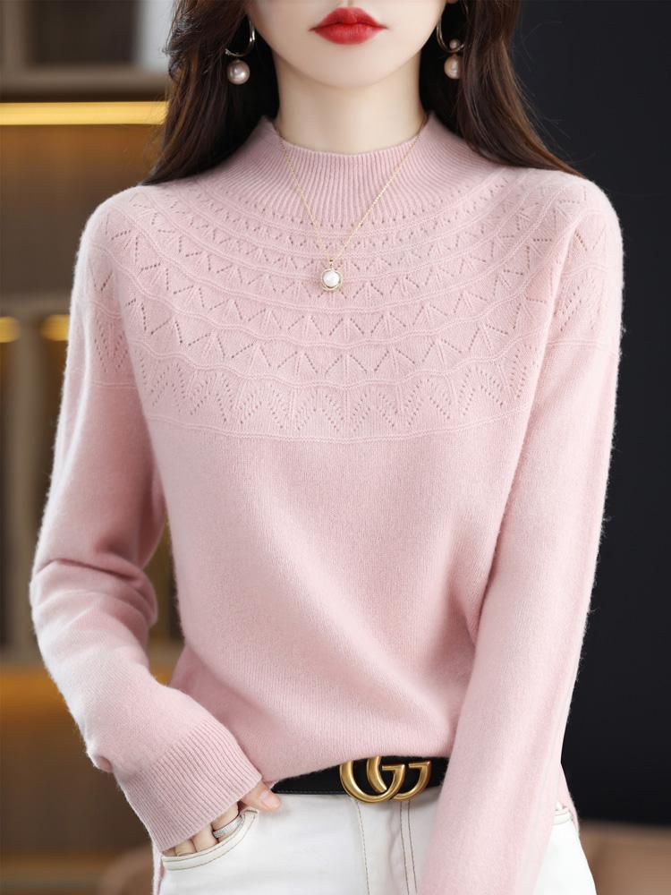 

Women' Sweaters Pure Wool Women' Half Turtleneck Sweater Cashmere Inner Pullover Bottoming ShirtWomen