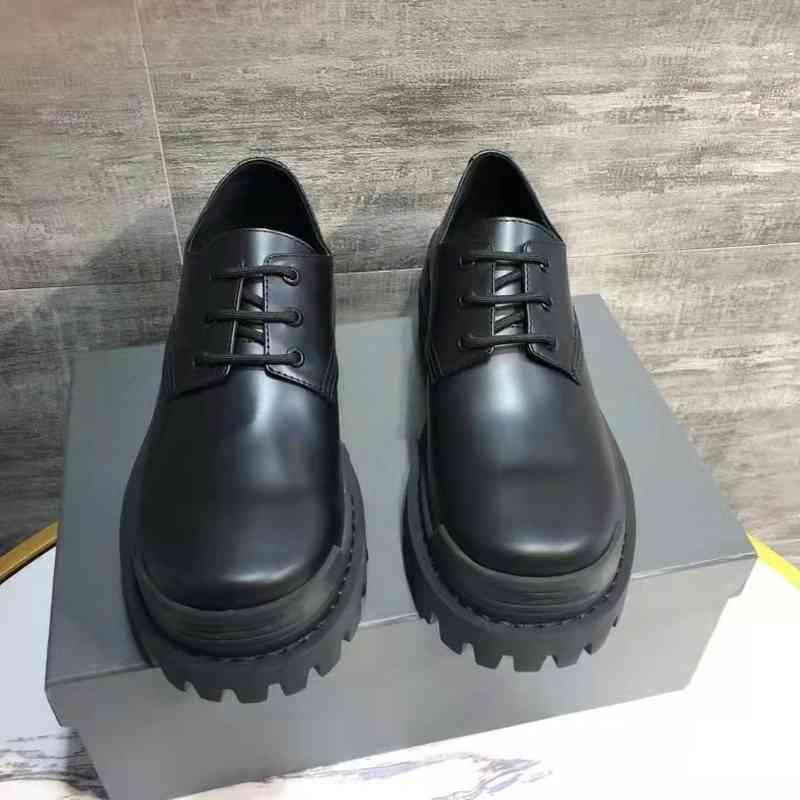 

Dress Shoes Paris Derby shoes men's leather British style B family large head lace up front and rear muffin thick soled, 2# shoe box