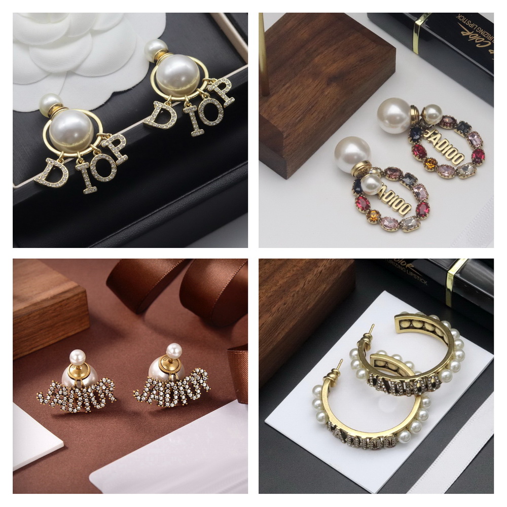 

New designed vintage Dangle earring micro inlays diamonds women's 18KGP Retro Brass D letter pendant Celebrity Ladies earring studs luxurious Designer jewelry CD42