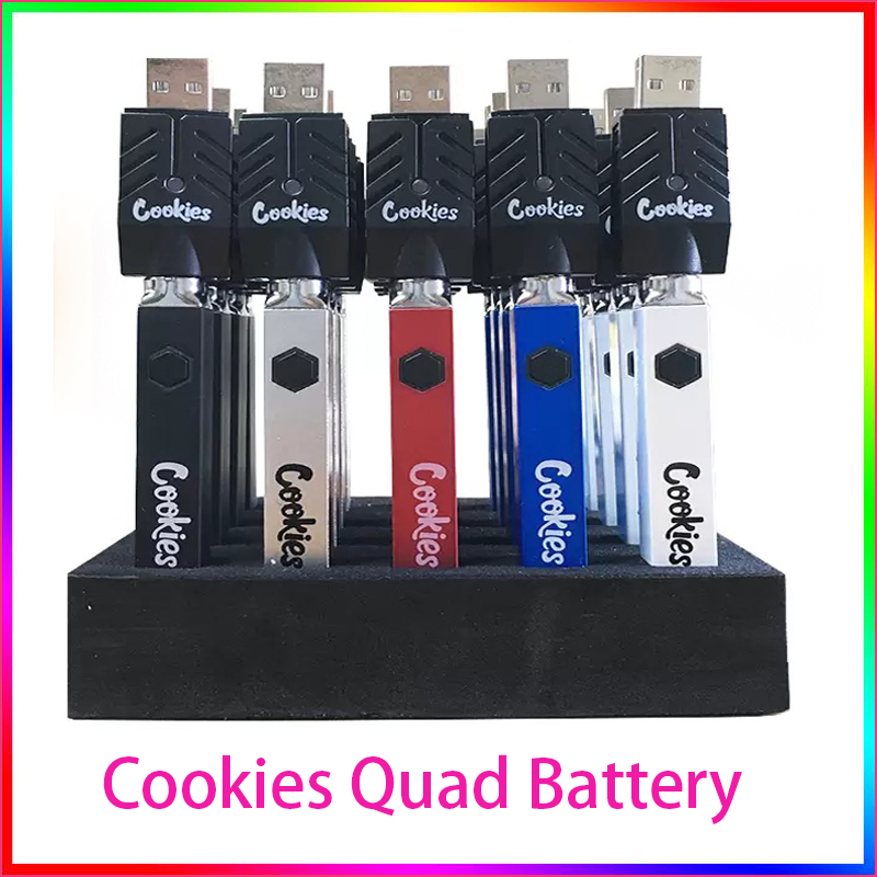 

Electronics Cookies Backwoods Quad Battery 510 thread 500mAh Preheat VV 3.3V-4.2V Vape Pen USB Charger With Display Box cigvapes