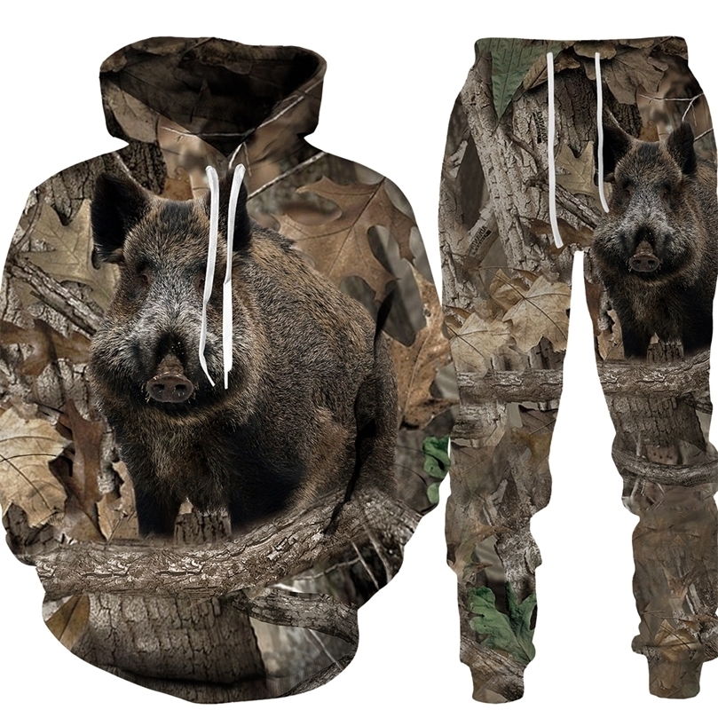 

Casual Camouflage Hunting Animal Wild Boar 3D Hoodie Sweatshirt Mens Tracksuit 2 Piece Set Sportwear Men Clothing Suit 220813, Hoodie-no.8