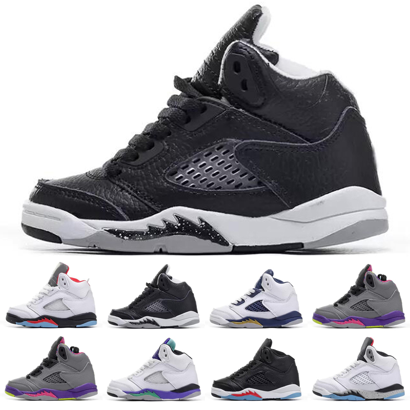 

2022 Kids 5 basketball shoes Jumpman 5s mid Dark Mocha Trainers International Flight Oreo High Light Smoke Multicolor Small Big Boy Girl Toddlers Sneakers Size 25-35, As photo 1