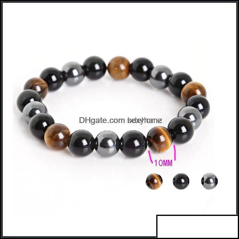 

Charm Bracelets Jewelry Beads Tiger Eye Hematite Black Obsidian Stone Bracelet For Women Gift Men Y1755 Drop Delivery 2021 Pdowy Wue4C