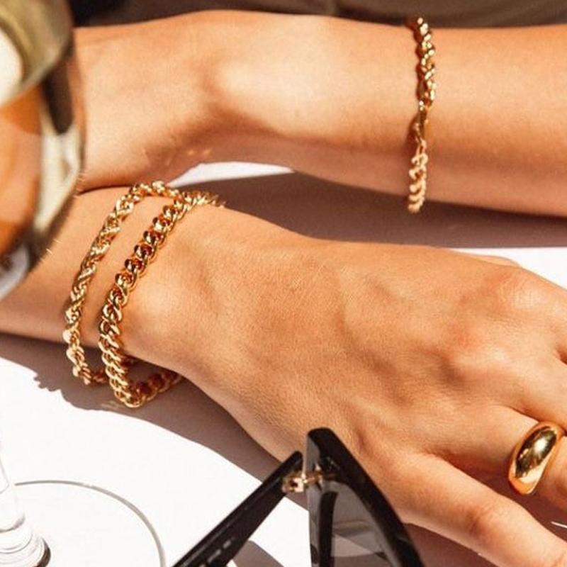 

Link Chain Charm Rope Twist For Women Gold Color Goth Punk Adjustable JewelryLink LinkLink